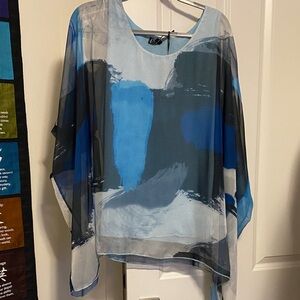 Chic Abstract Blue Women's Blouse
